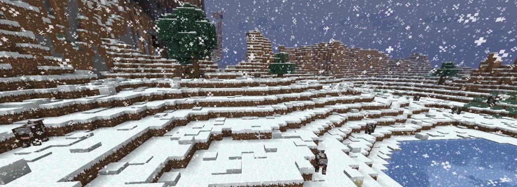 Certain areas in Minecraft are blanketed in snow.