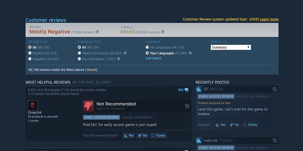 Valve Updates Steam Customer Review System