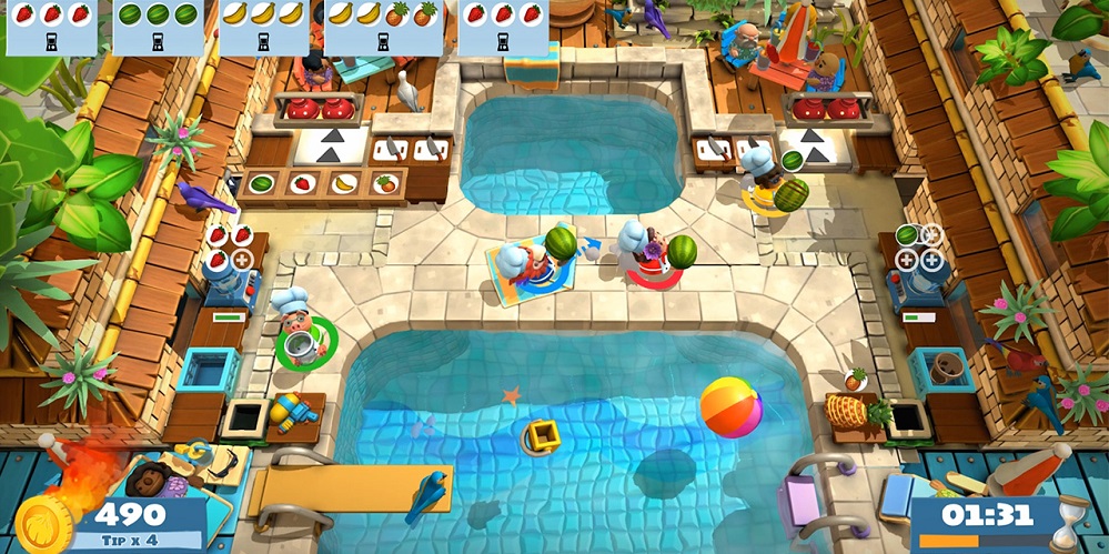 BBQ by the Pool in Surf ‘n Turf DLC for Overcooked 2