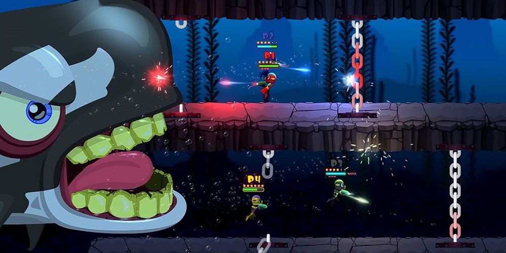 Shoot ’em Up with Four Players Underwater in Swimsanity