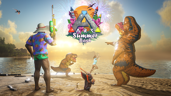 Don your inflatable T-Rex costume during the ARK Summer Bash