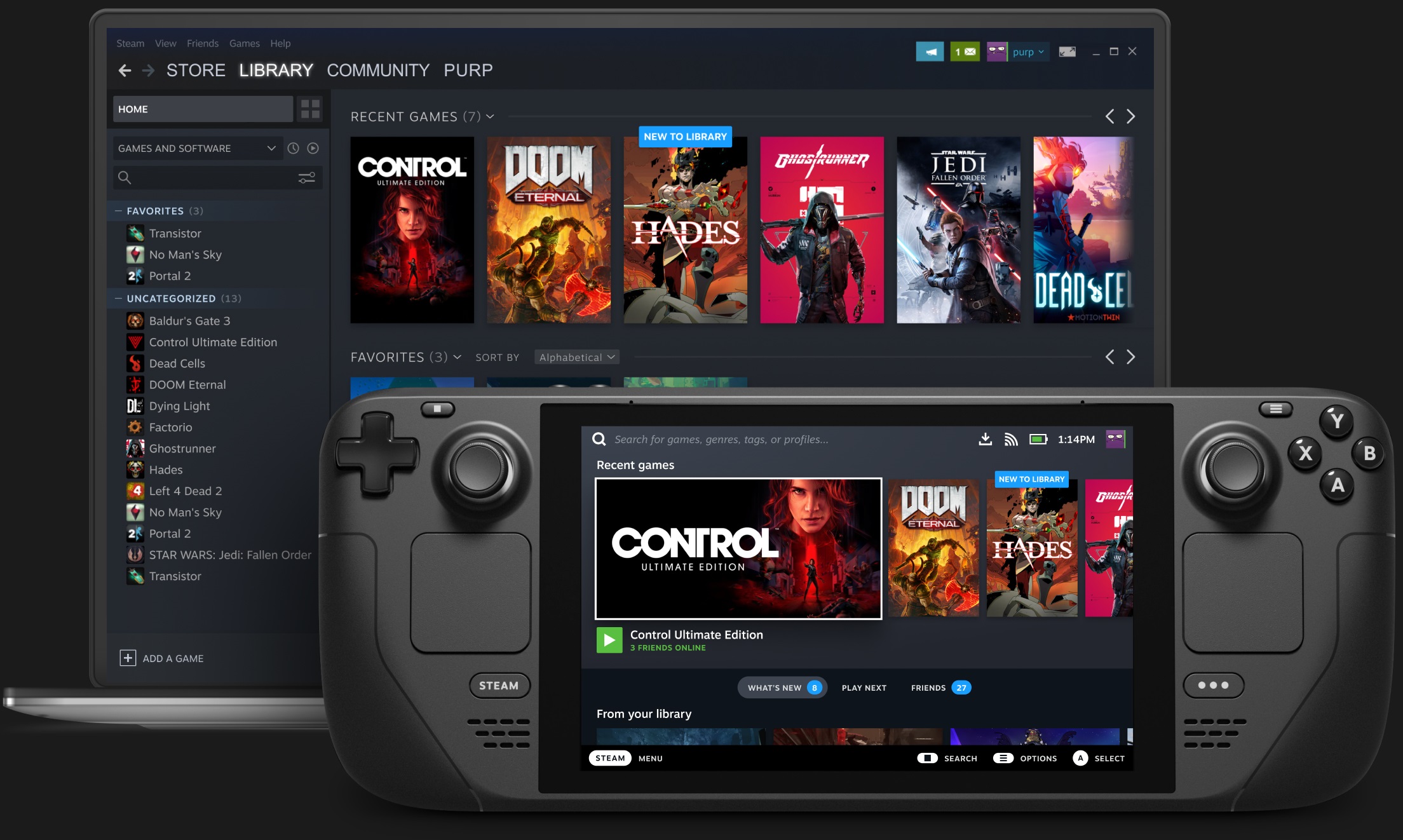 Steam Deck is a handheld PC gaming device launching this December