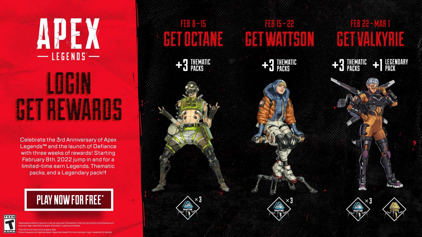 Apex Legends third Anniversary event features three weeks of free legends