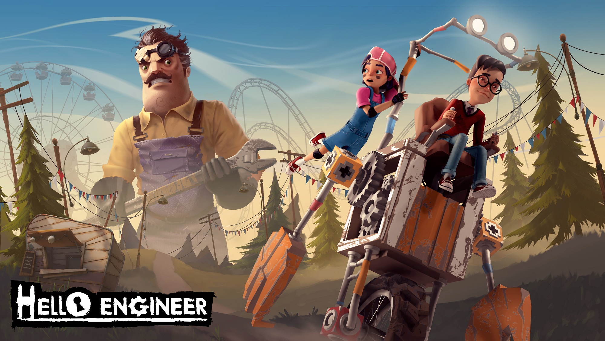 Hello Engineer is a crafting-racing-puzzler set in the Hello Neighbor universe