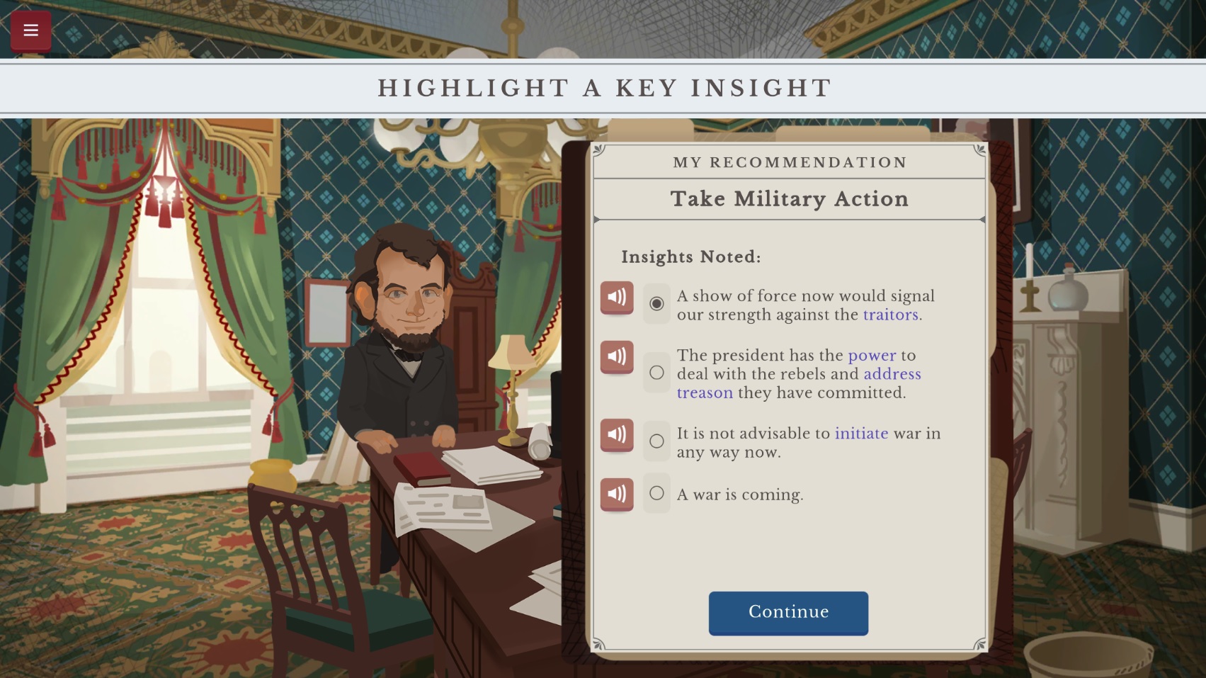 Advise famous presidents in free historical game Brief the Chief