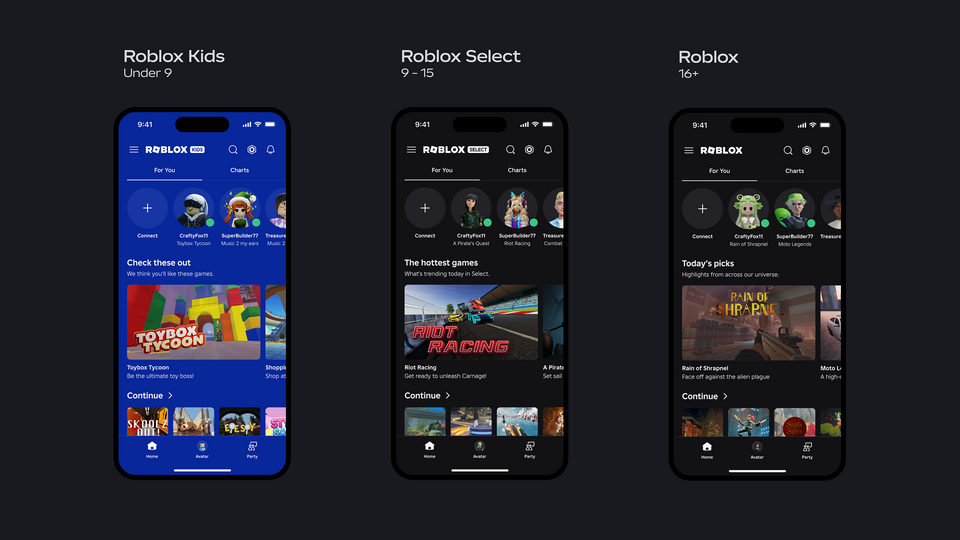 Roblox is introducing new age accounts, Roblox Kids (5-8) and Roblox Select (9-15)