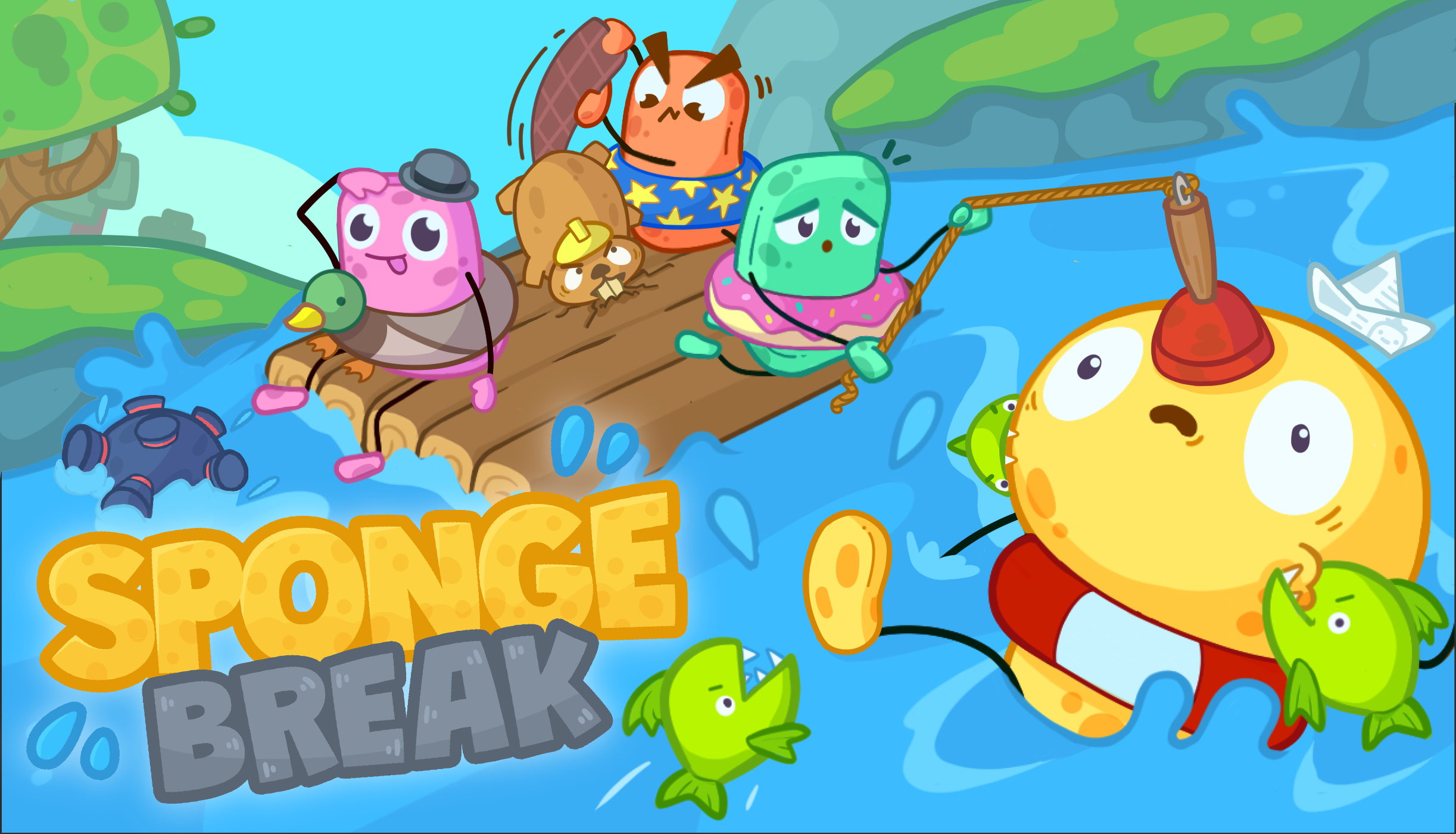 Sponge Break is a chaotic co-op adventure starring four sponges on the raft to freedom
