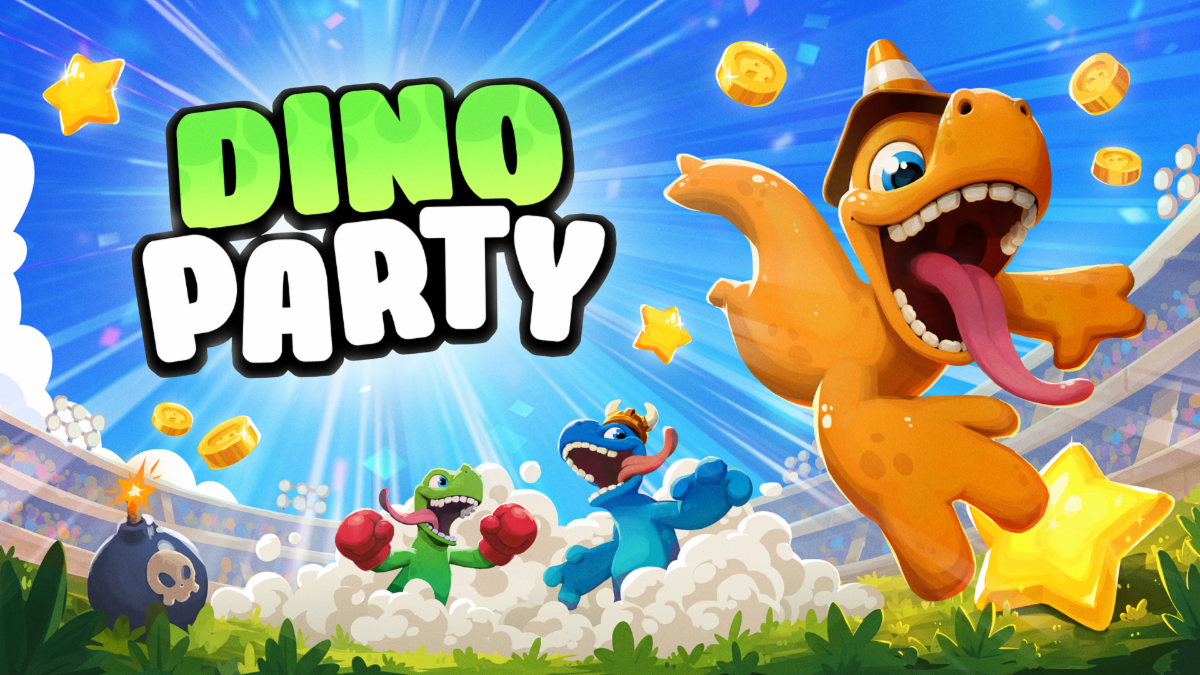 Dino Party is a 4-player party brawler with local and online multiplayer